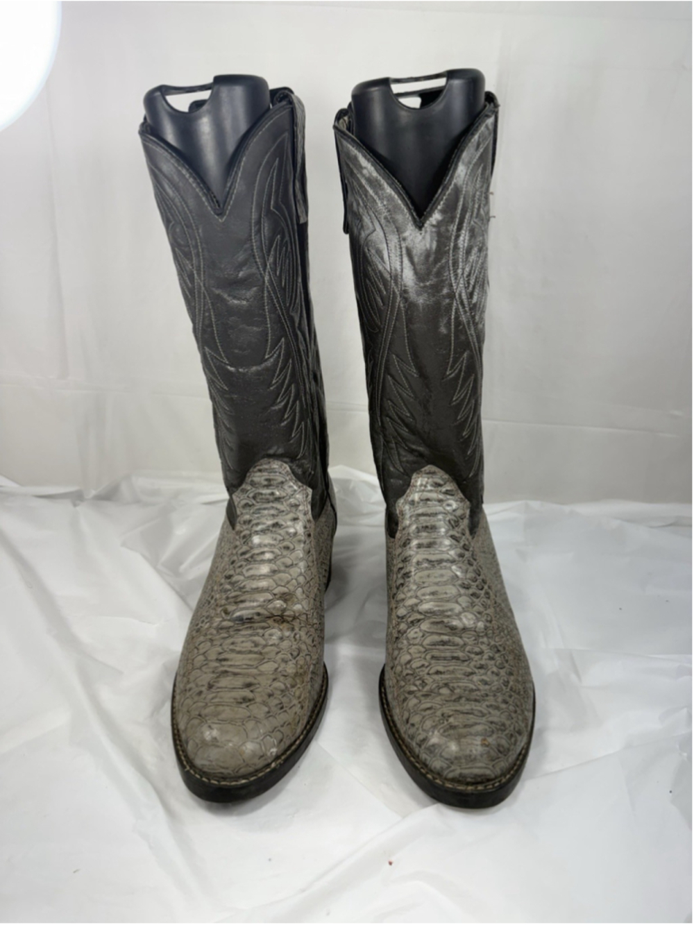 Westex Snakeskin Leather Cowboy Boots 6582 Gray Pull On All American Made 10D